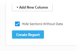 The Hide Selections Without Data option has been checked; the Create Report button is below it.