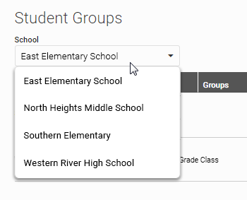 The School drop-down list.