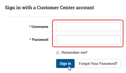 The user name and password fields. The Remember Me box is below them, along with the Sign In and Forgot Your Password? buttons.