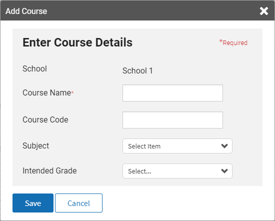 the Enter Course Details window