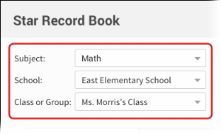 The Subject, School, and Class or Group drop-down lists.