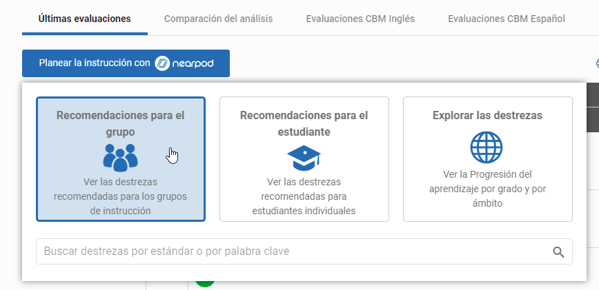 seleccione Recomendaciones para el grupo