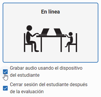 si quiere grabar el audio, marque Grabar audio usando el dispositivo del estudiante