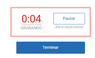 ejemplo del marcador de tiempo en rojo y el borde en color rojo cuando el tiempo está por vencer