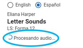 ejemplo de mensaje Procesando audio