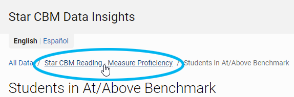 select the Measure Proficiency link to go back