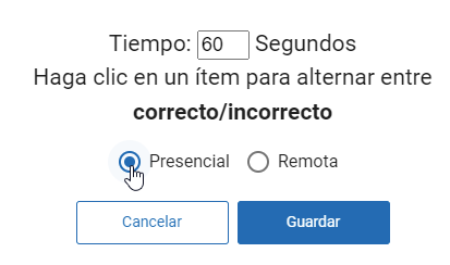 seleccione Presencial o Remota