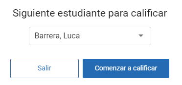 seleccione un estudiante de la lista desplegable, luego seleccione Comenzar a calificar