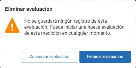 en el mensaje emergente, seleccione Eliminar evaluación