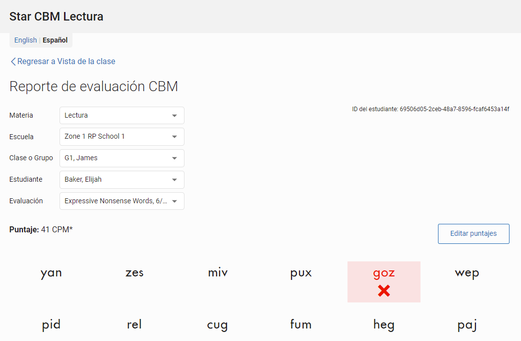 ejemplo de Reporte de evaluación CBM