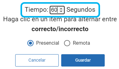 si es necesario, cambie el tiempo, usando segundos