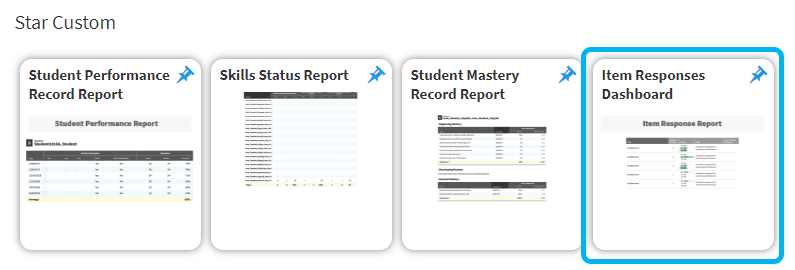 the Item Responses Dashboard tile on the Reports page