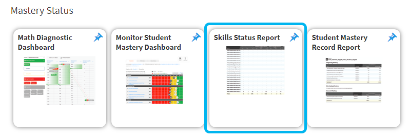 The Skills Status Report tile.