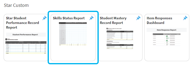 The Skills Status Report tile.