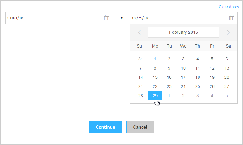 select or enter the start and end dates of the date range