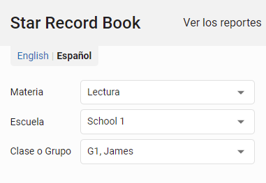 use la lista desplegable para elegir materia, escuela y clase o grupo