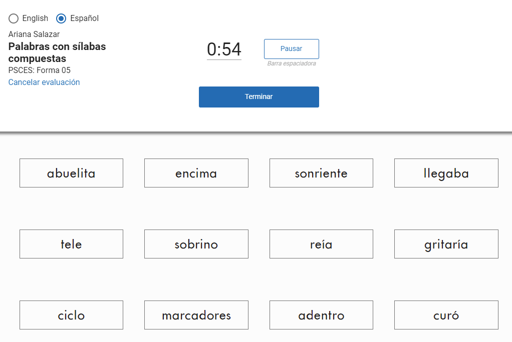 ejemplo de Palabras con sílabas compuestas