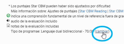 seleccione cambiar en la parte inferior de la página para cambiar el tipo de programa seleccionado