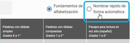 seleccione Nombrar rápido de forma automática en la parte de arriba de la tabla