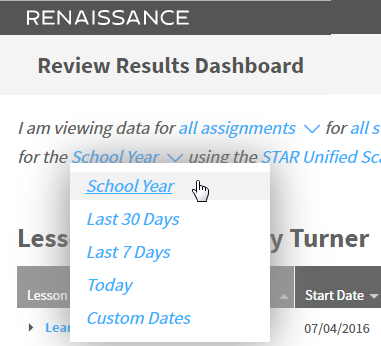 choose the timeframe from the third drop-down list