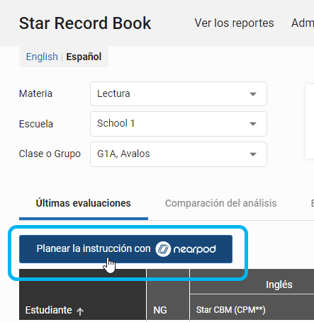 seleccione Planear la instrucción con Nearpod