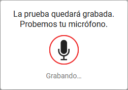 ejemplo del mensaje que el estudiante ve mientras se graba la prueba