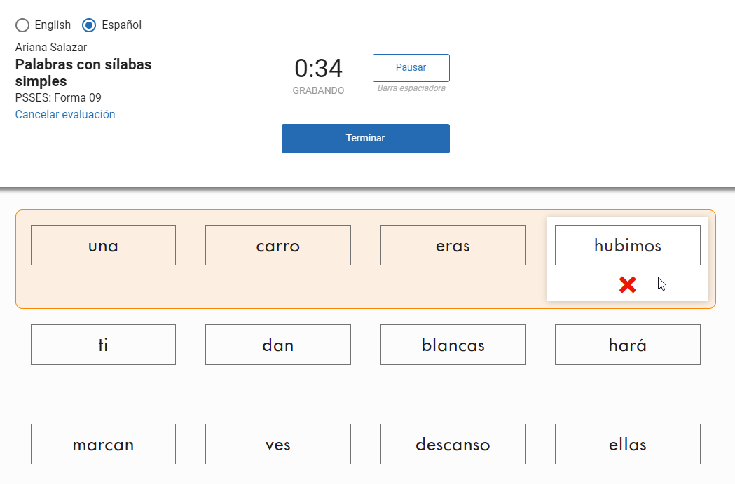 ejemplo de un ítem marcado como respuesta incorrecta