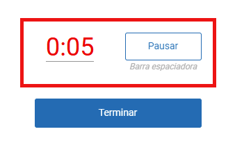 ejemplo del marcador de tiempo y el borde en color rojo cuando el tiempo está por vencer