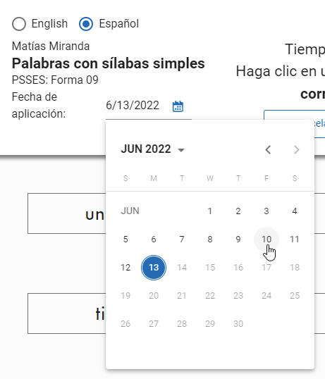 seleccione el ícono de calendario y elija la fecha