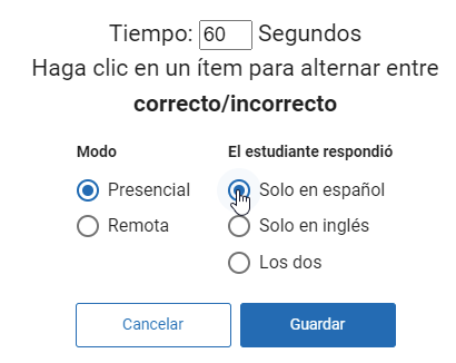 seleccione Solo en español, Solo en inglés o Los dos