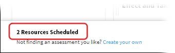 An example message, '2 Resources Scheduled,' is shown at the bottom of the page.