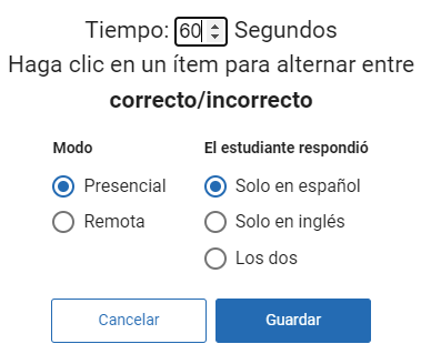 para cambiar el tiempo, haga clic en el número de segundos y haga sus cambios