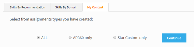The My Content tab, with three options shown: All, AR 3 60 Only, and Star Custom only.