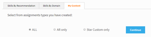 The My Content tab, with three options shown: All, AR 3 60 Only, and Star Custom only.