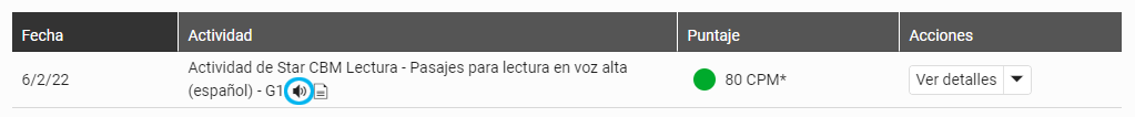 ejemplo de una evaluación con grabaciones de audio