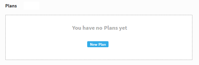 The Lesson Plans page with no lessons and a New Plan button in the middle.