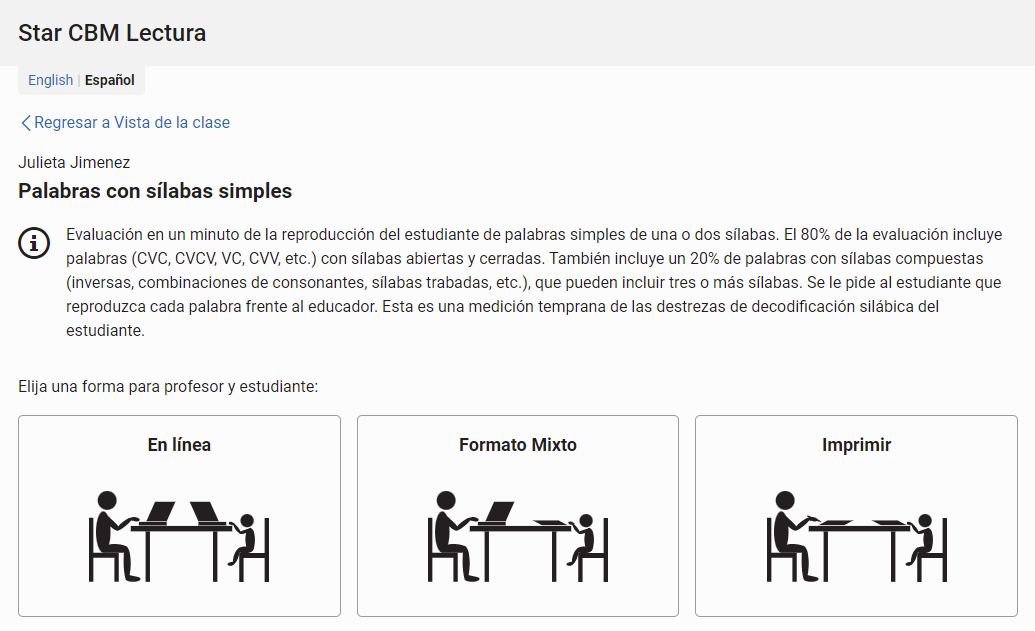 seleccione un formato de evaluación