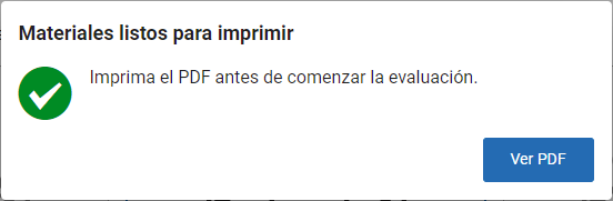 se abrirá el mensaje Materiales listos para imprimir