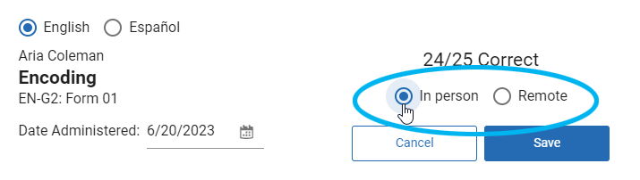 the In Person and Remote options