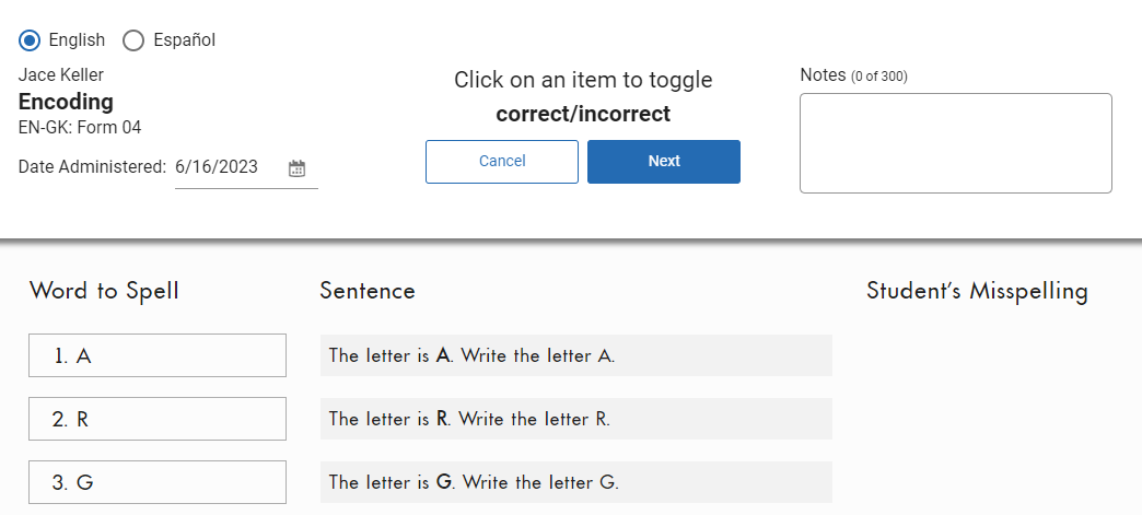 Encoding example