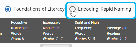 select Encoding, Rapid Naming