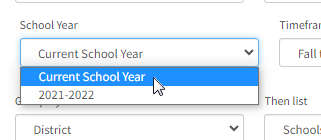 The School Year drop-down list.