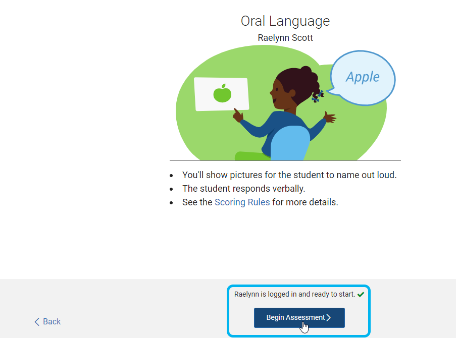 select Begin Assessment