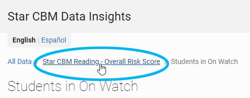 the Star CBM Reading - Overall Risk Score link