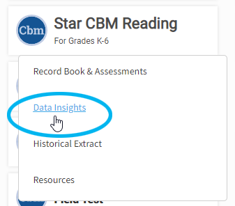 select Star CBM Reading, Star CBM Lectura, and Star CBM Math