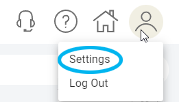 select the user icon, then Settings