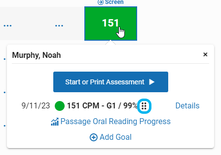 the braille icon next to a student's score