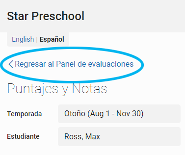 vínculo Regresar al Panel de evaluaciones