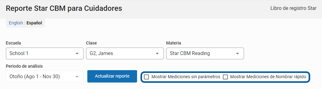 casilla de verificación para incluir mediciones sin parámetros y las mediciones de nombrar rápido de forma automática