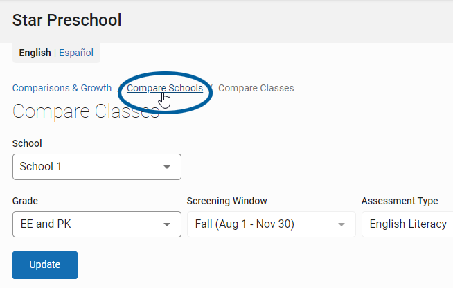 the Compare Schools link